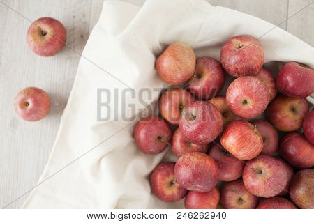 Top View Of Annurca Apples, Cultivated In Southern Italy, Typically At The Border Between The Casert