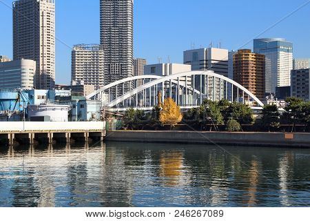 Tokyo Skyline - Modern Residential Neighborhoods With High Rise Apartment Buildings At Kachidoki.