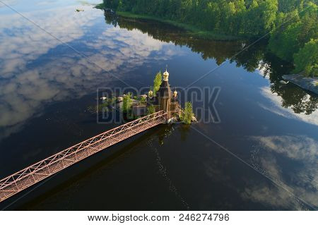 Church Of The Apostle Andrew The First-called On The Vuoksa River In The June Morning (aerial Photog