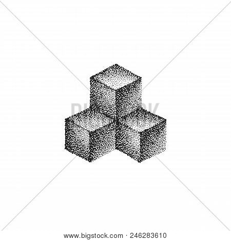 Hand Drawn Dotart Blackwork Illustration.