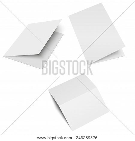 Half-fold Brochure Blank White Template For Mock Up And Presentation Design. Vector