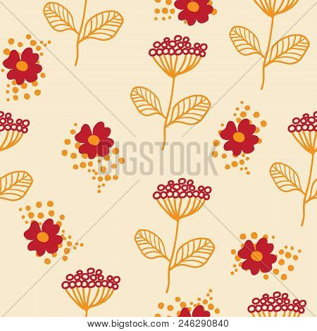 Seamless Pattern In Scandinavian Style. Florar Pattern For Print On Wallpaper, Gift Paper, Textile, 