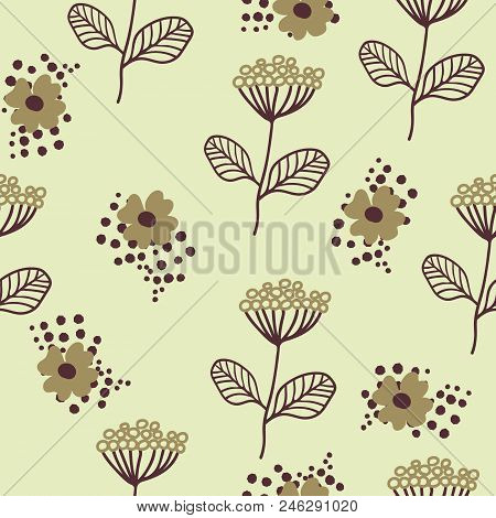 Seamless Pattern In Scandinavian Style. Florar Pattern For Print On Wallpaper, Gift Paper, Textile, 