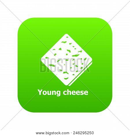 Young Cheese Icon Green Vector Isolated On White Background