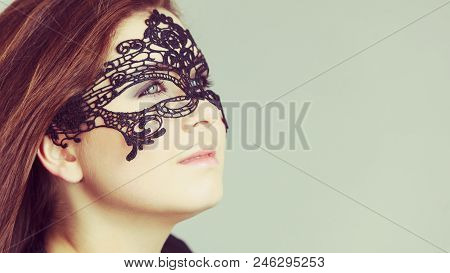 Mysterious Woman Wearing Lace Mask