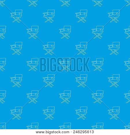 Film Director Chair Pattern Vector Seamless Blue Repeat For Any Use
