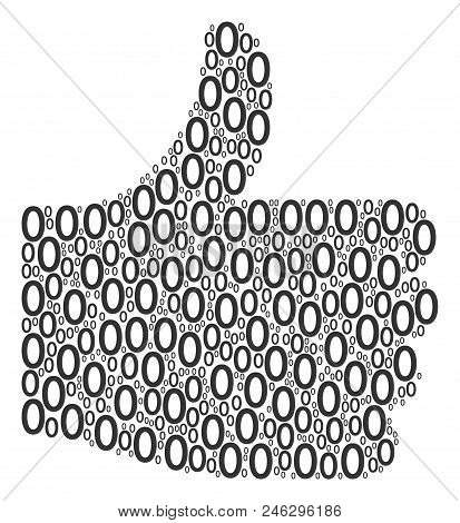 Confirm Collage Formed From Zero Digit Items In Variable Sizes. Abstract Vector Thumb Finger Up Conc