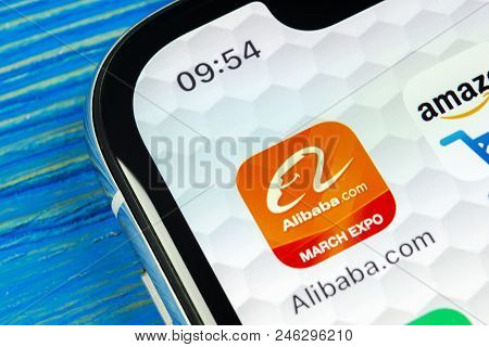 Sankt-petersburg, Russia, June 20, 2018: Alibaba Application Icon On Apple Iphone X Smartphone Scree