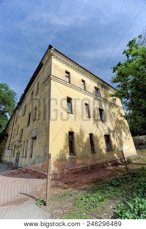 Nizhny Novgorod, Russia. - May 24.2018. Residential Brick Three-storey House On Kerch Street 5. Phot