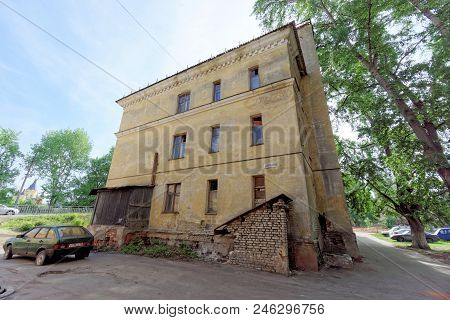 Nizhny Novgorod, Russia. - May 24.2018. Residential Brick Three-storey House On Kerch Street 5. Phot