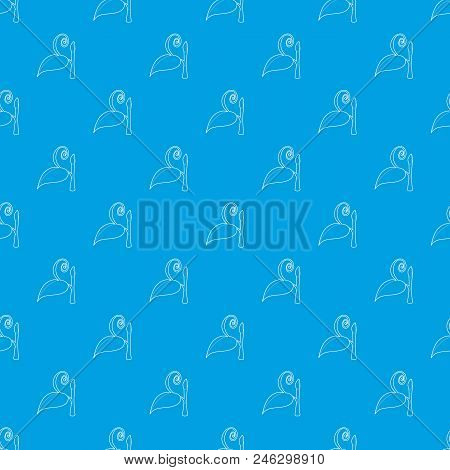 Little Plant Pattern Vector Seamless Blue Repeat For Any Use