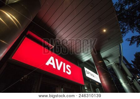 Belgrade, Serbia - June 16, 2018: Logo Of Avis On Their Main Office For Belgrade. Avis Is A Car Rent