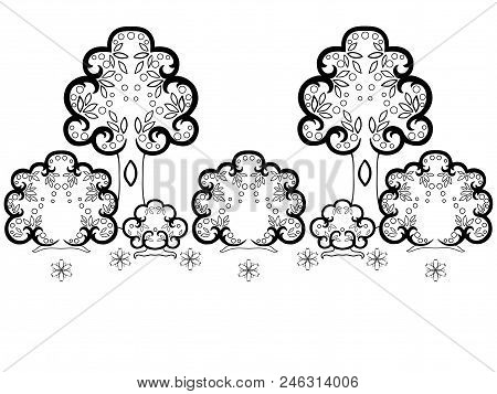 Flowers In The Forest. Picture For Coloring. Coloring Book For Adult And Older Children