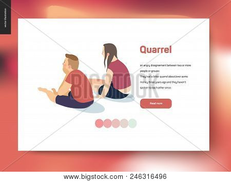 Quarrel Vector Concept Illustration - A Scene With A Young Couple Sitting In A Silence Turning Away 