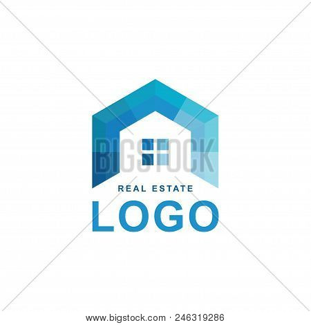 Real Estate Logo. Design Geometric Blue Color