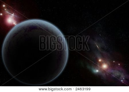 Digital criado Starfield com planeta escura