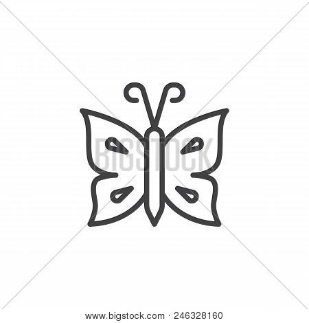 Butterfly With Antenna Outline Icon. Linear Style Sign For Mobile Concept And Web Design. Tropical B