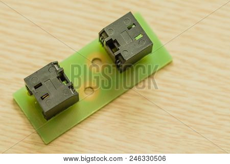 Closeup Of Homemade Ethernet Cable Connector Used Receive And Send Data From Communication Router.