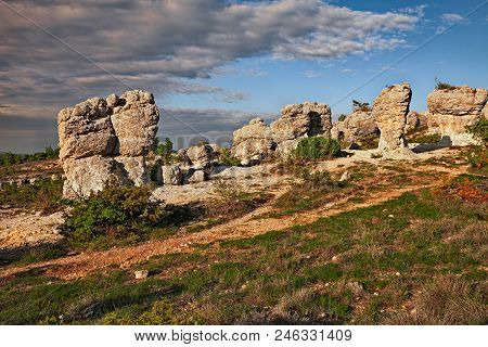 Forcalquier, Provence, France: Rochers Des Mourres, Landscape At Dawn Of The Strange Geological Form