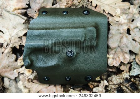 Objective Holster Shooting On Dry Leaves In The Forest