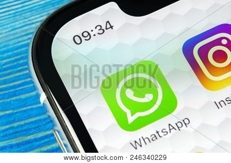 Sankt-petersburg, Russia, June 22, 2018: Whatsapp Messenger Application Icon On Apple Iphone X Smart