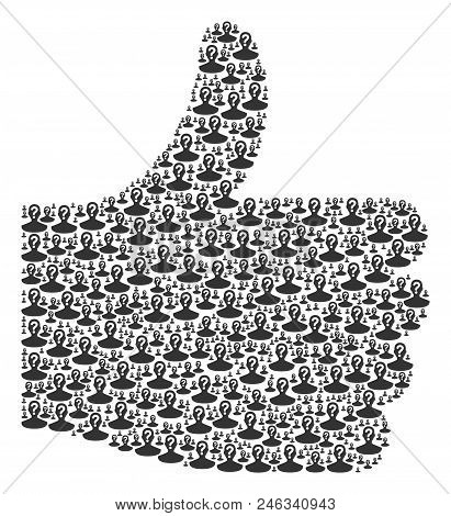 Agreement Figure Created Of Unknown Person Elements In Variable Sizes. Abstract Vector Thumb Up Conc