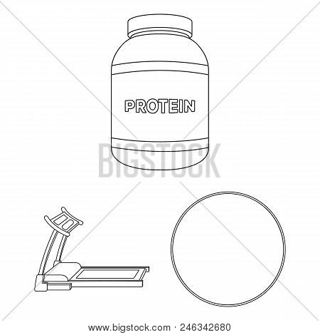 Gym And Training Outline Icons In Set Collection For Design. Gym And Equipment Vector Symbol Stock I
