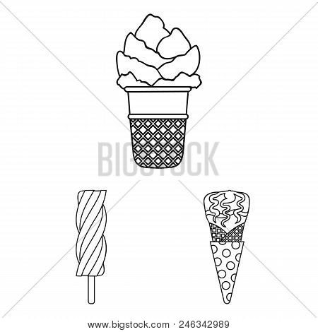 Different Ice Cream Outline Icons In Set Collection For Design. Dessert And Sweetness Vector Symbol 