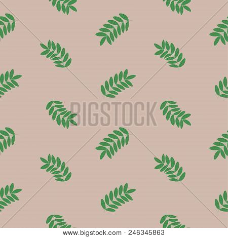 Minimalistic Natural Background. Simple Vector Texture With Leaves. Seamless  Pattern. Vector Illust