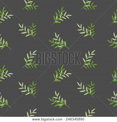 Minimalistic Natural Background. Simple Vector Texture With Leaves. Seamless  Pattern. Vector Illust