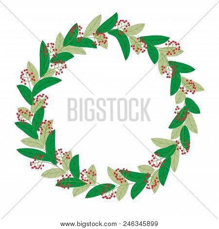 Gentle Wreath.wreath From Leaves And Berries. Background With Leaves