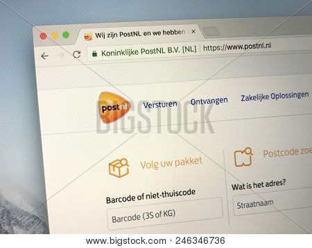 Amsterdam, The Netherlands - June 22, 2018: Website Of Post.nl. Postnl Is A Dutch Mail, Parcel And E