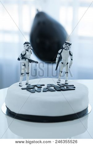 Minsk, Belarus, 18 January: Homemade Cake Made By Nataliya Petrovich In Honor Of Her Son Birthday. B