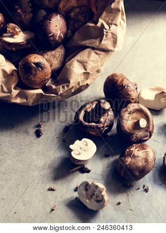 Fresh organic shiitake cremini mushroom