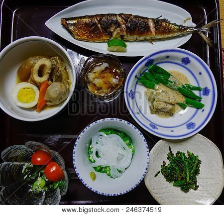 Japanese Meal For Dinner At Local Restaurant In Akita, Japan.