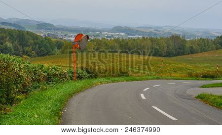 Rural Road At Summer Day In Hokkaido, Japan.