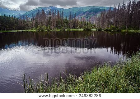 Post-glacial Lake Smreczynski Pond In Spring In The Mountains Of The Tatra Mountains In Poland