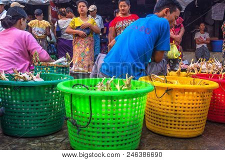 Sittwe Myanmar On March 19, 2016: Traditional Market Situation