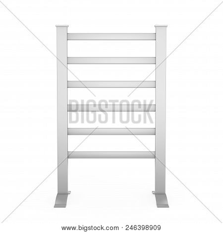 Movable Modern Bathroom Towel Dryer Heater On A White Background. 3d Rendering