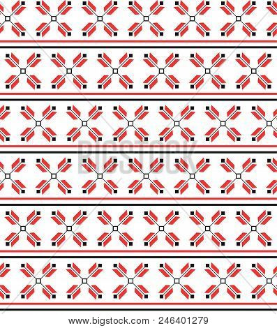 Ukrainian Red Ornament, Seamless Pattern. Vector Illustration