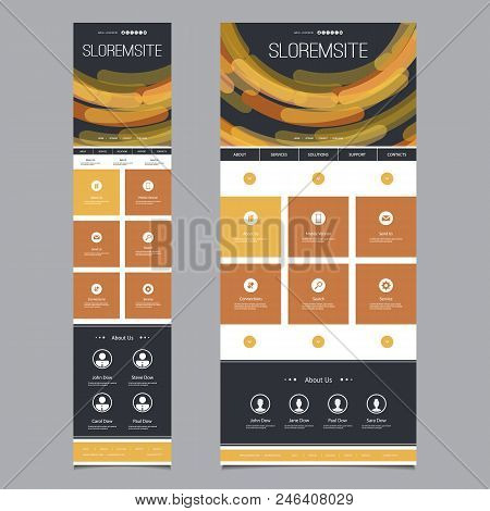 Responsive One Page Website Template - Header Design With Abstract Background - Desktop And Mobile V
