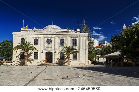 The Basilica Of St. Titus During The Midday In Heraklion On The Crete Island, Greece.