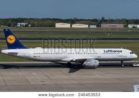 Berlin Germany - April 21. 2018: Lufthansa Airbus A321 At Berlin Tegel Airport