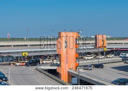 Berlin Germany - April 21. 2018: Taxi Lane At Berlin Tegel Airport