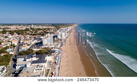 Aerial View Of Saint Gilles Croix De Vie Beach In Vendee