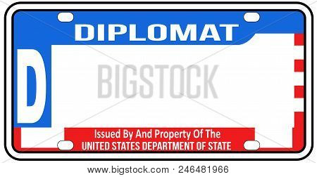 A Blank United States Of America Diplomatic Licence Plate Over A White Background
