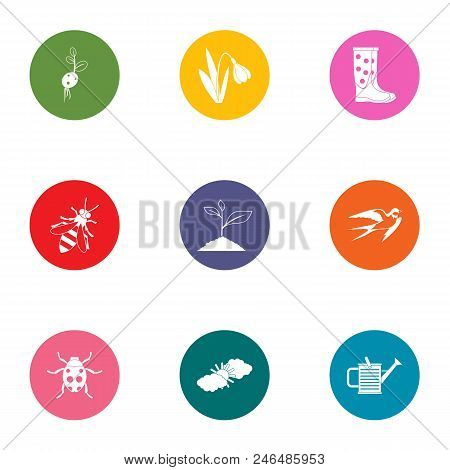 Verdant Garden Icons Set. Flat Set Of 9 Verdant Garden Vector Icons For Web Isolated On White Backgr