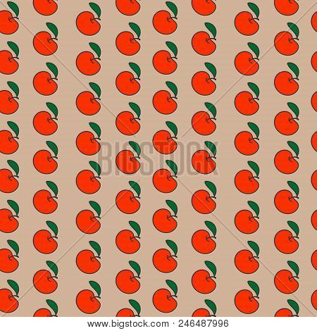 Seamless Pattern With Apples. Fruit Background. Vector Illustration