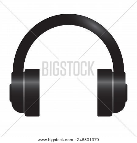 Realistic Black Headphones Isolated On White Background. Vector Illustration.