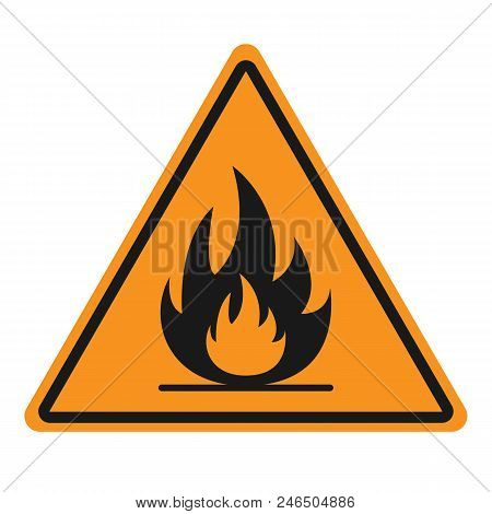 Flammable Sign. Triangle. Vector. Isolated On White Background.